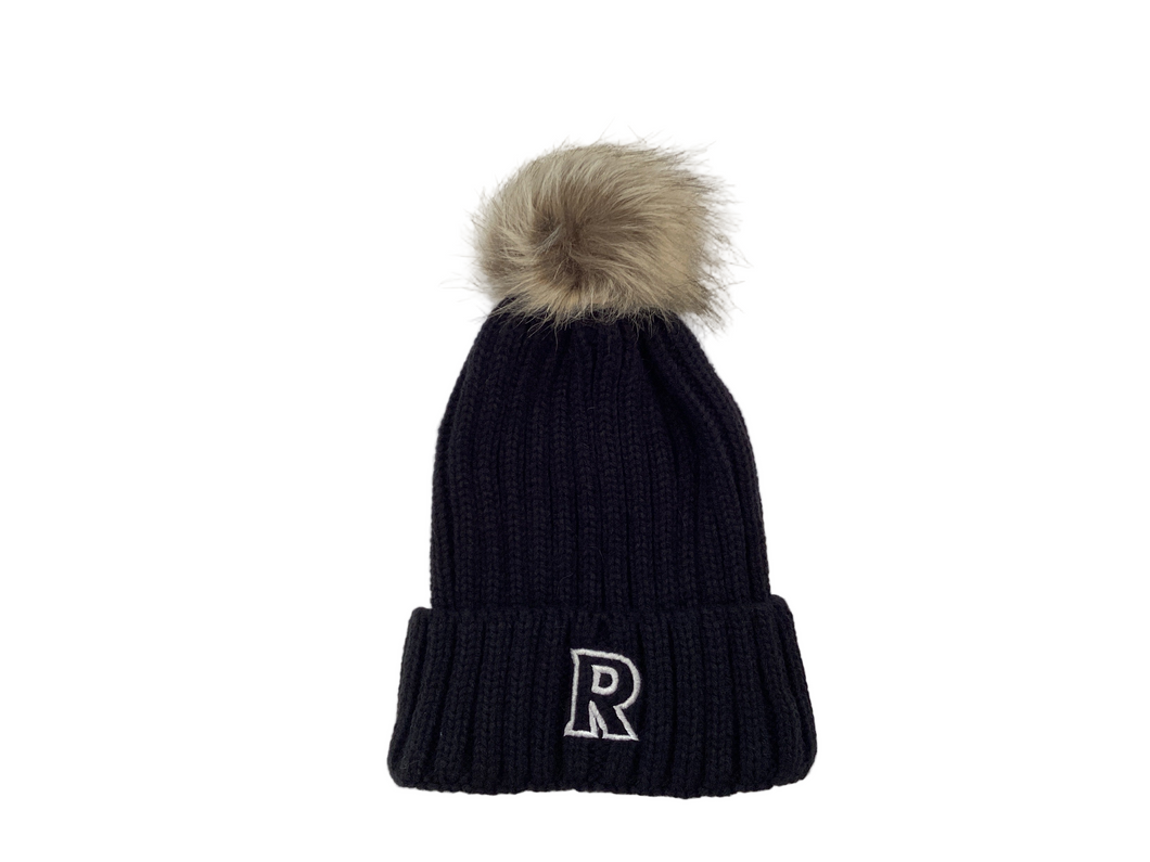 Black Faux Fur Puff Beanie - Richland