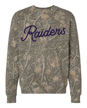 Raiders Script Puff Camo Crewneck