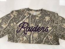 Raiders Script Puff Camo Crewneck