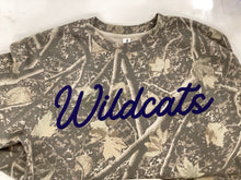 Wildcats Script Puff Camo Crewneck