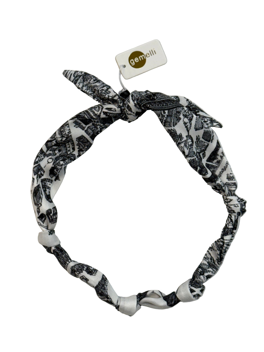 Black and White Toile Scarf Necklace