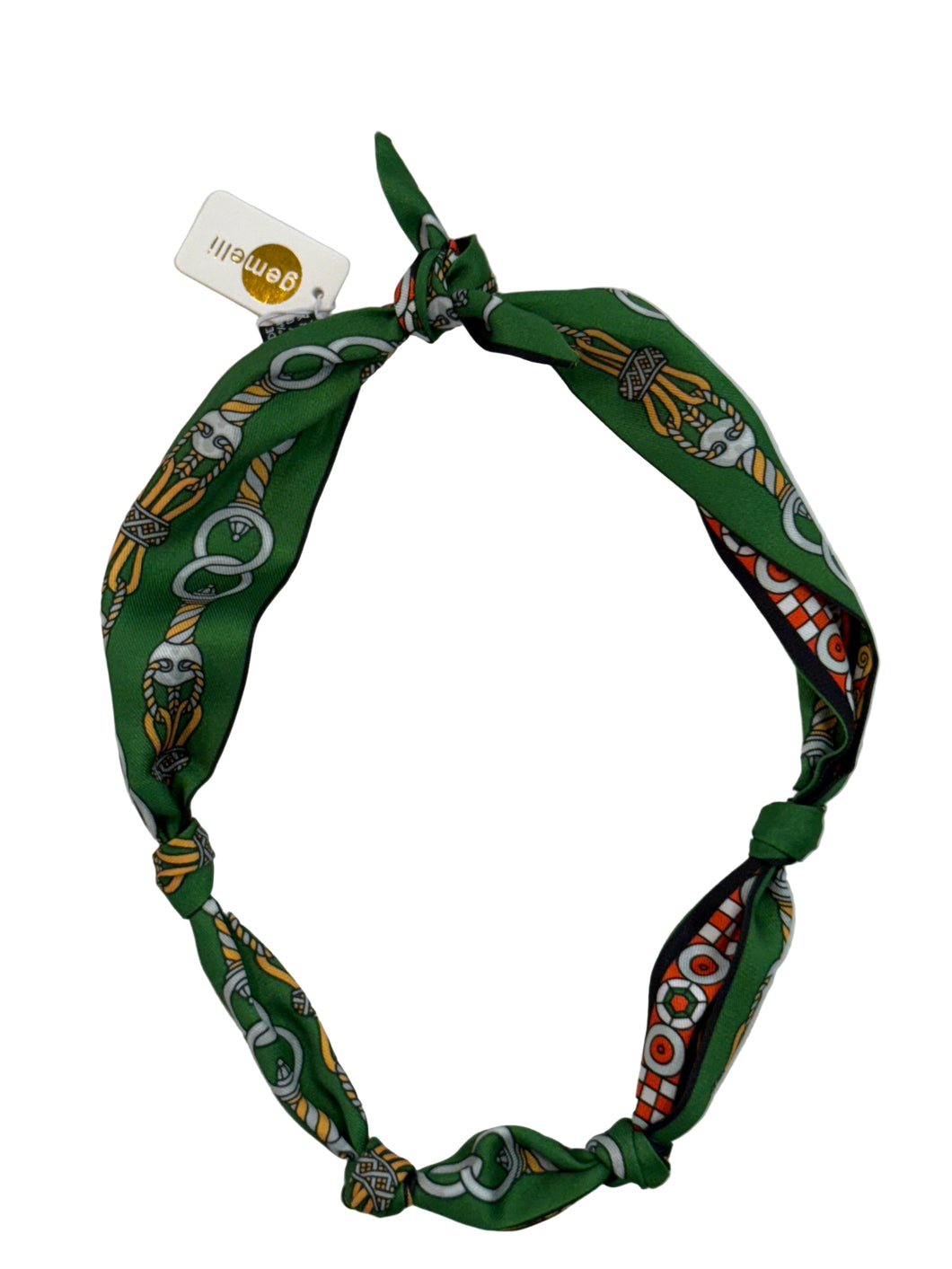 Green Chain Patterned Scarf Necklace