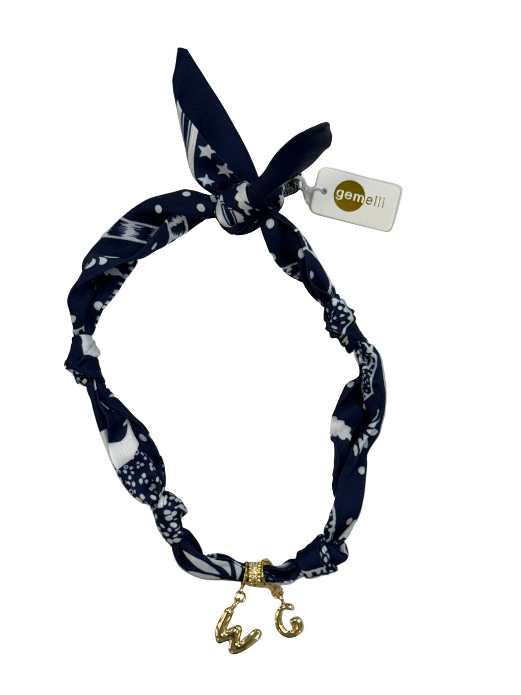 Navy and White Scarf Necklace