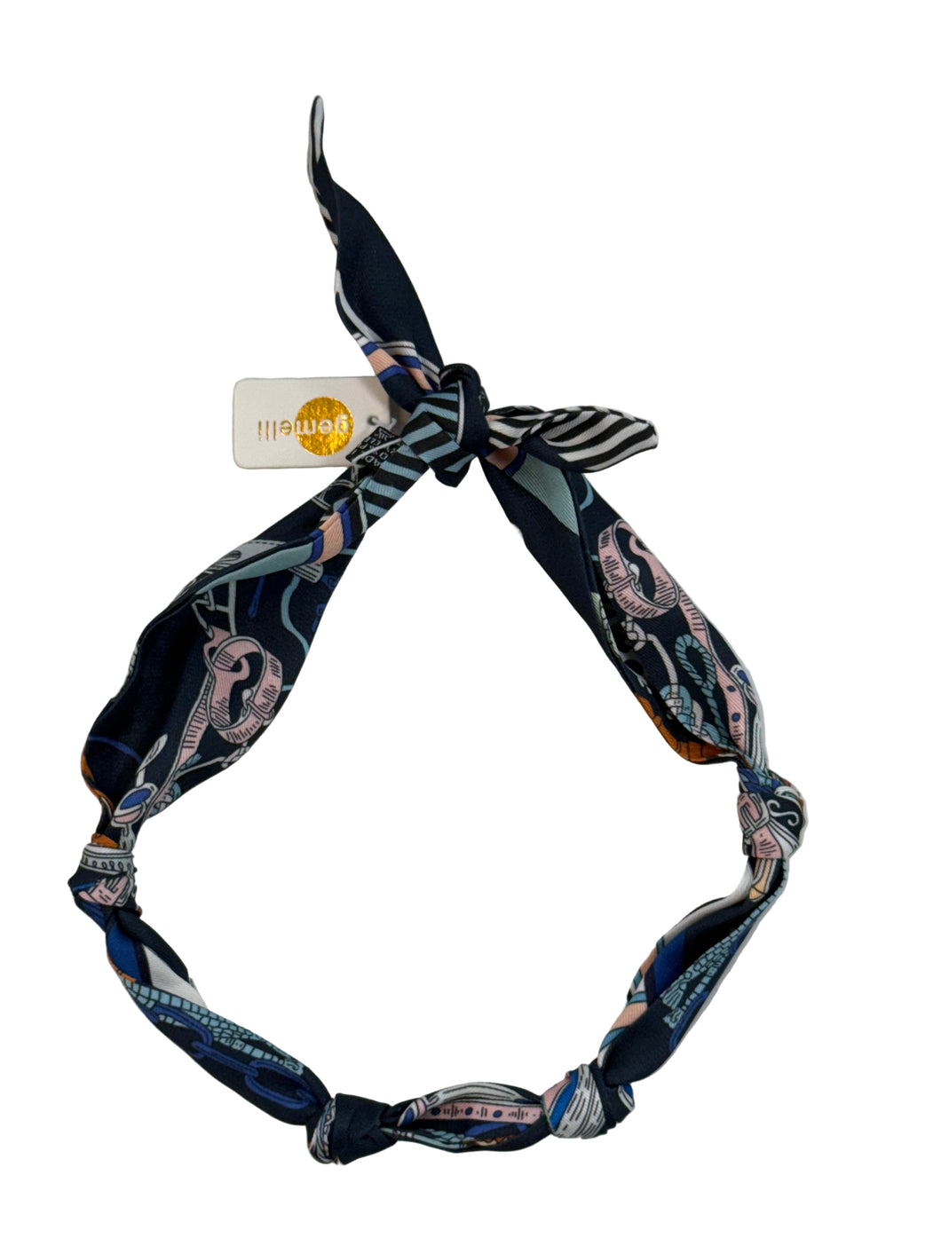Navy Chain Patterned Scarf Necklace