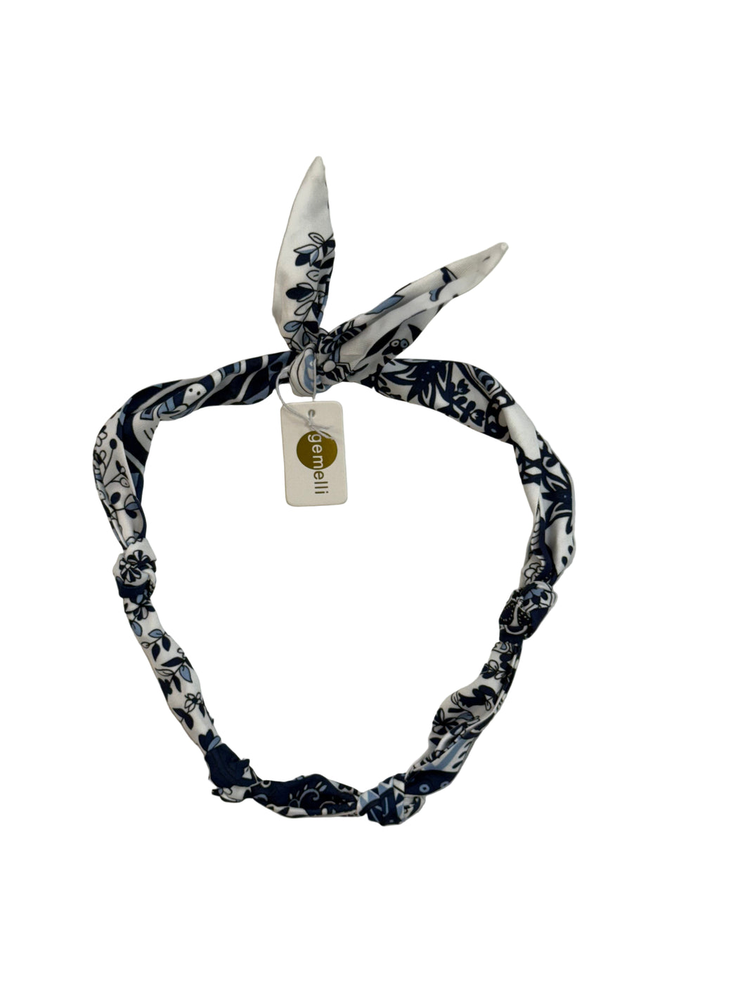 White and Navy Scarf Necklace