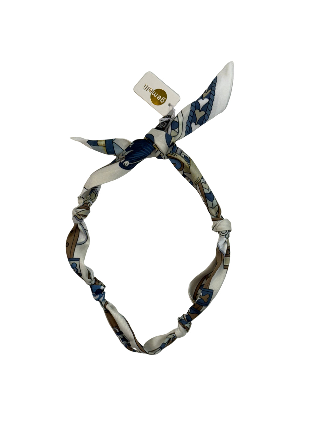 Off White Navy Heart Scarf Necklace