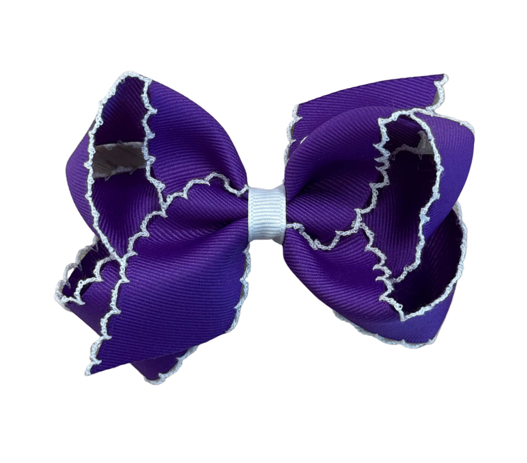 Purple Bow with White Stitch