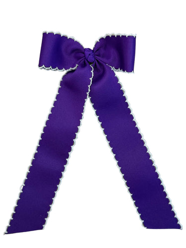 Purple Tail Bow with White Stitch