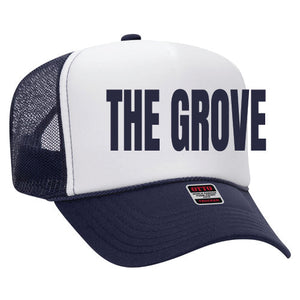 The Grove Navy and White Foam Trucker Hat