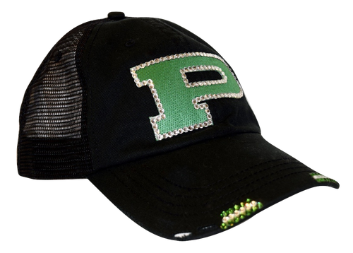 Women's Black Trucker Bling 'P' Hat